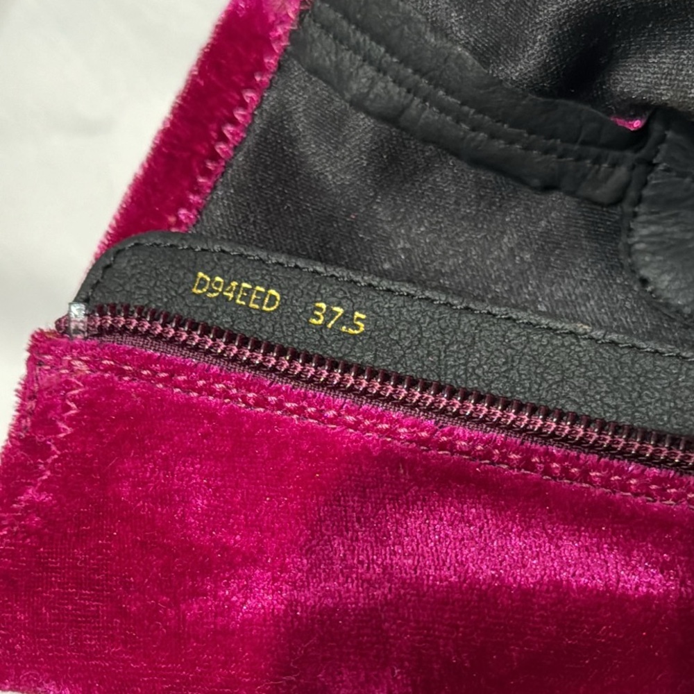 Fuchsia Velvet Peython Funky Gold Ridged Block Heels US 7.5 EU 37.5 - Picture 15 of 17